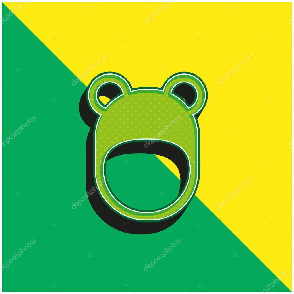 Bear Hat Green and yellow modern 3d vector icon logo
