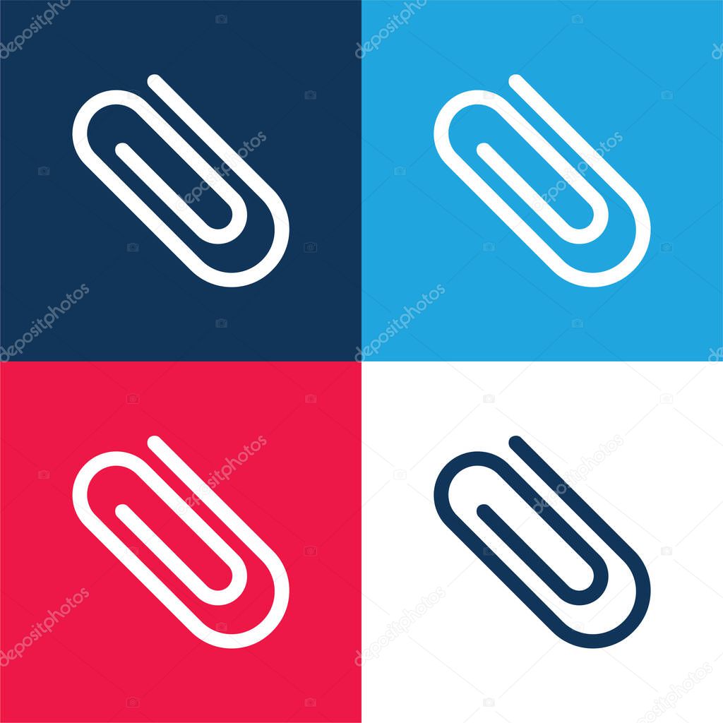 Attach Paperclip Diagonal Symbol blue and red four color minimal icon set