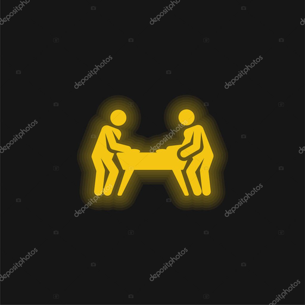 Air Hockey yellow glowing neon icon