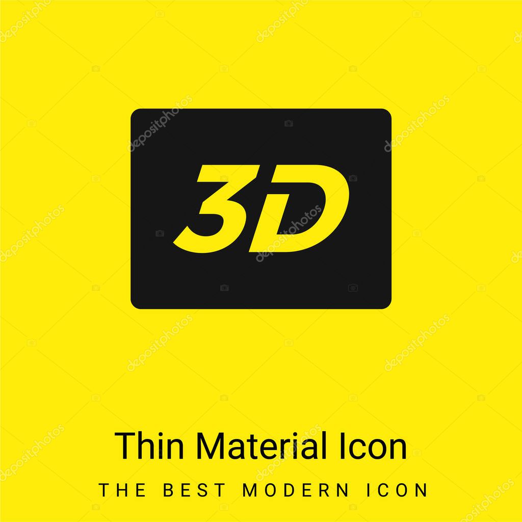 3D Sign minimal bright yellow material icon