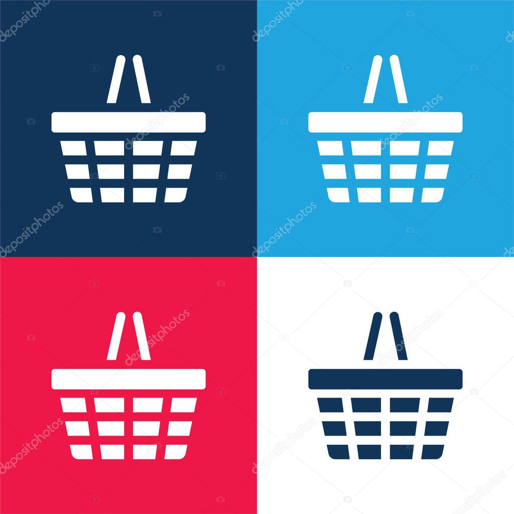 Basket blue and red four color minimal icon set