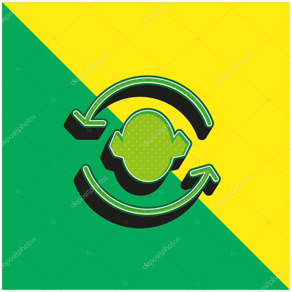 Arrows Couple Around A Head Silhouette Green and yellow modern 3d vector icon logo