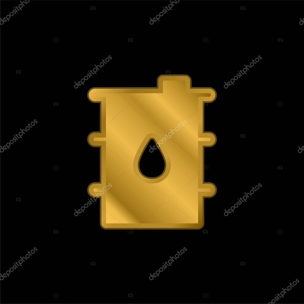 Barrel gold plated metalic icon or logo vector