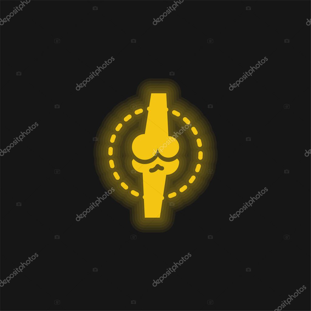 Bone yellow glowing neon icon