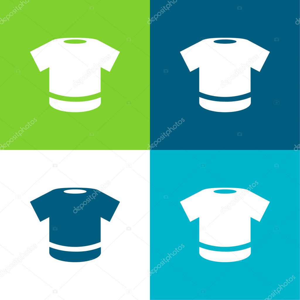 Black Shirt Flat four color minimal icon set