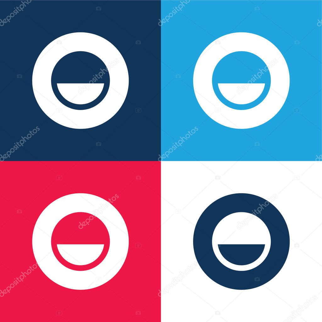 Black And White blue and red four color minimal icon set