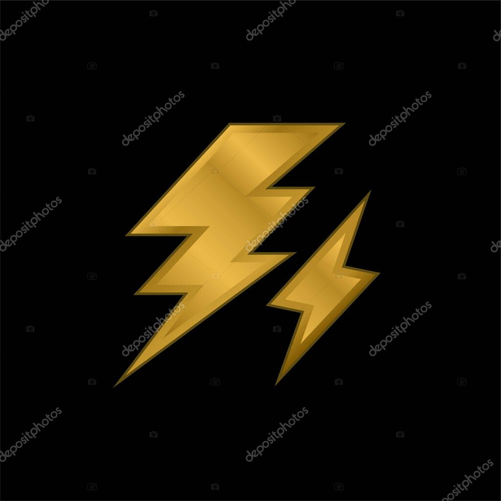 Bolt gold plated metalic icon or logo vector
