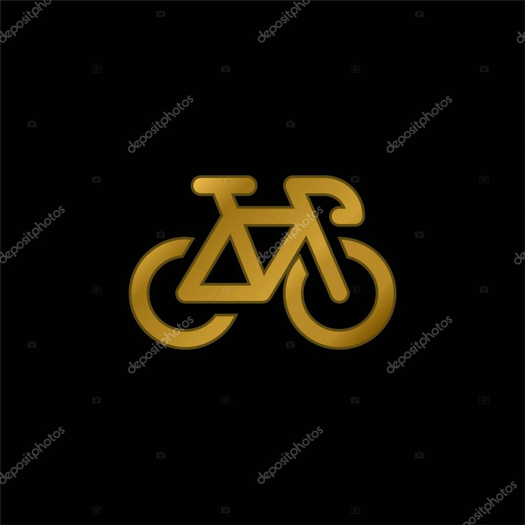 Bike gold plated metalic icon or logo vector