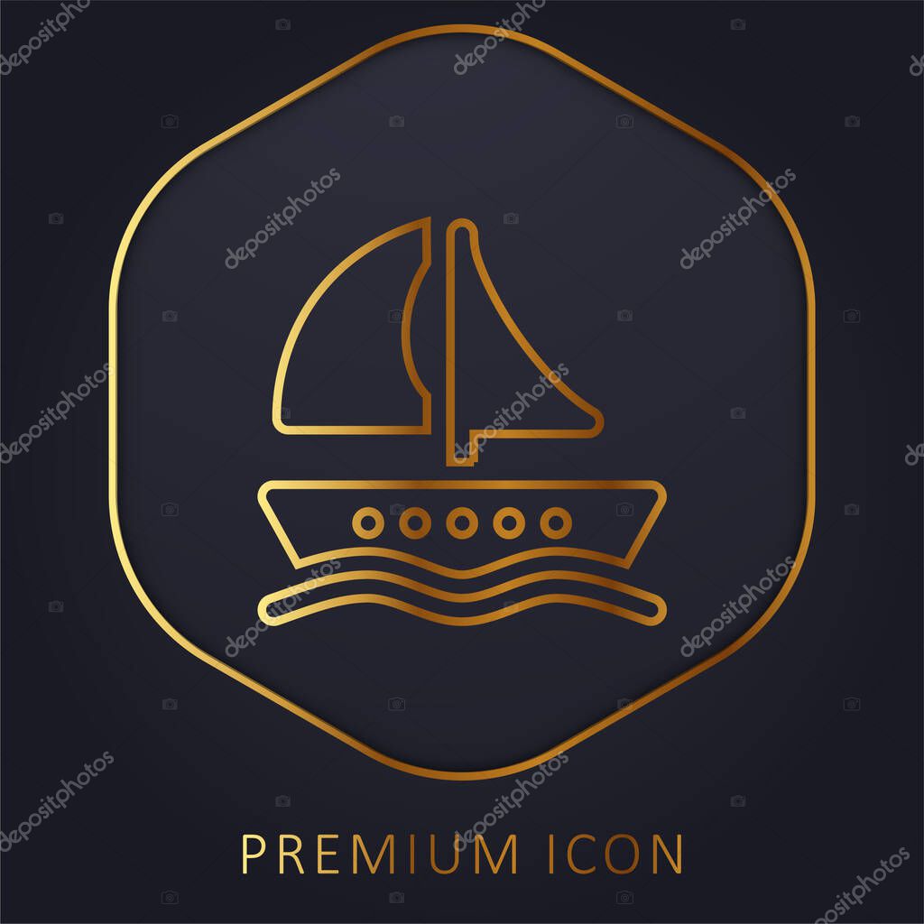 Boat golden line premium logo or icon