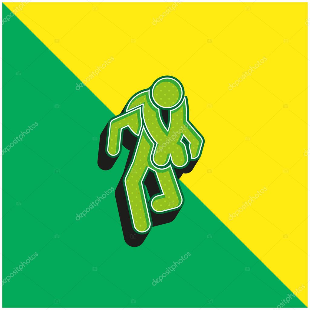 Adventure Sport Silhouettes Green and yellow modern 3d vector icon logo