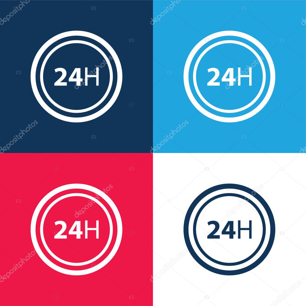 24 Hours blue and red four color minimal icon set