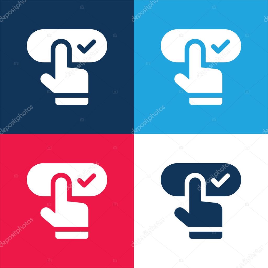 Booking blue and red four color minimal icon set