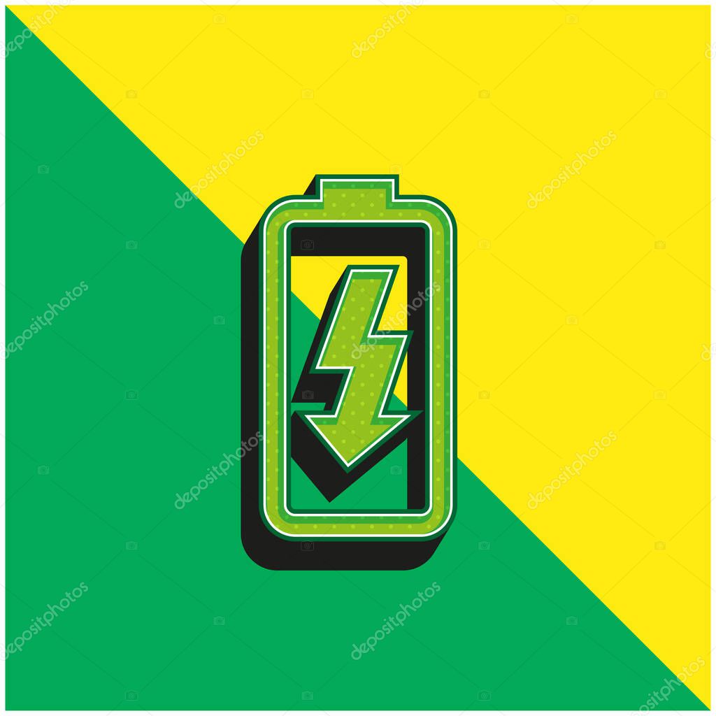 Battery Charge Green and yellow modern 3d vector icon logo