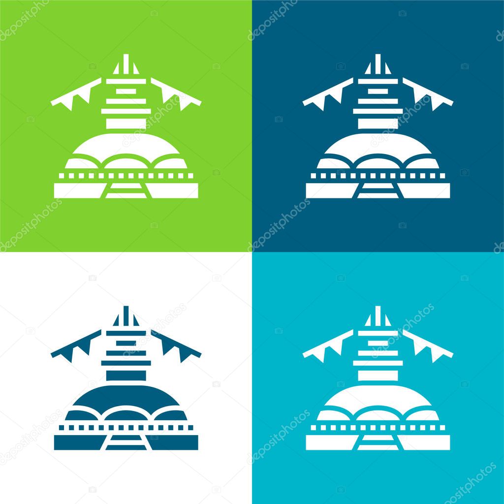 Boudhanath Flat four color minimal icon set