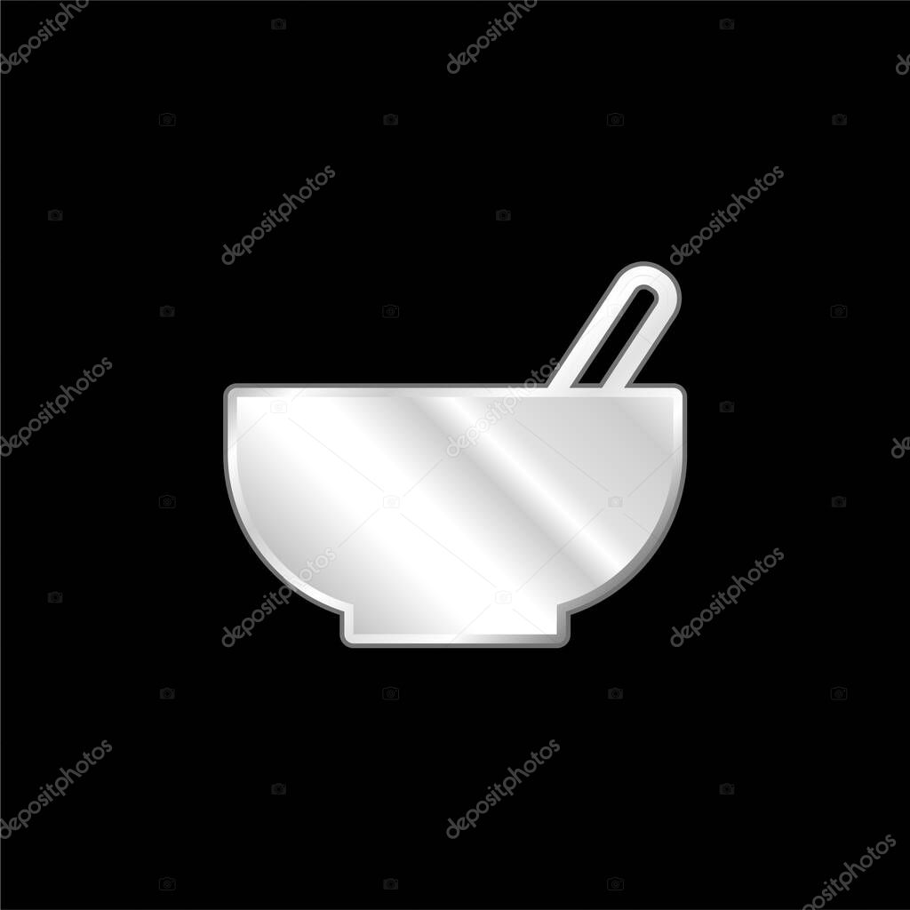Bowl With Spoon silver plated metallic icon