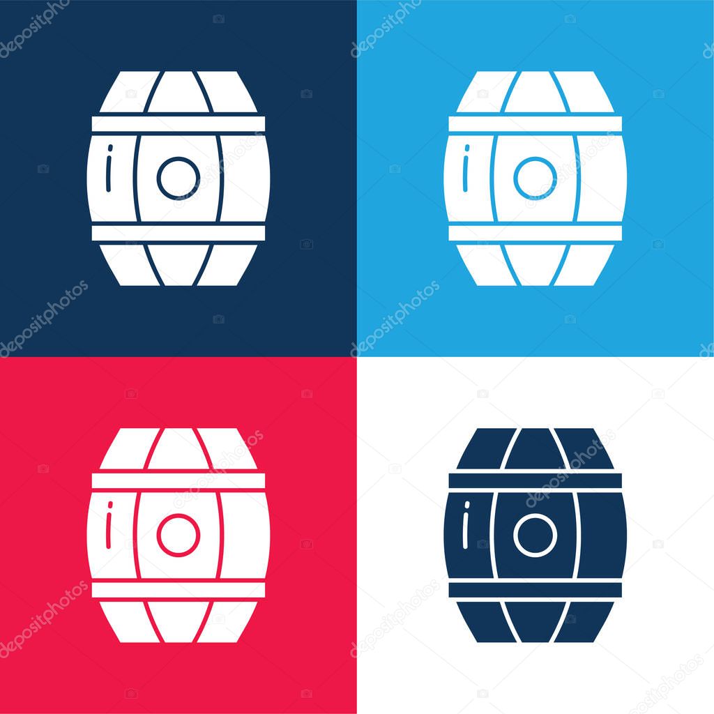 Barrel blue and red four color minimal icon set