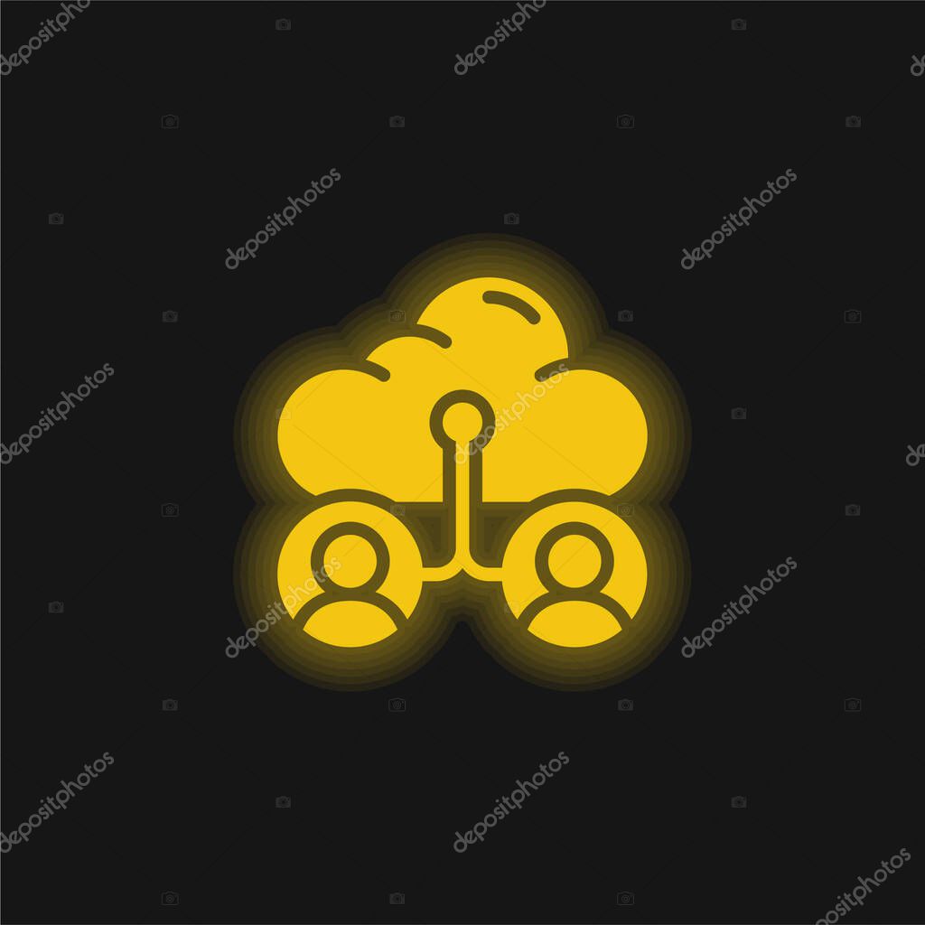 Accounts yellow glowing neon icon