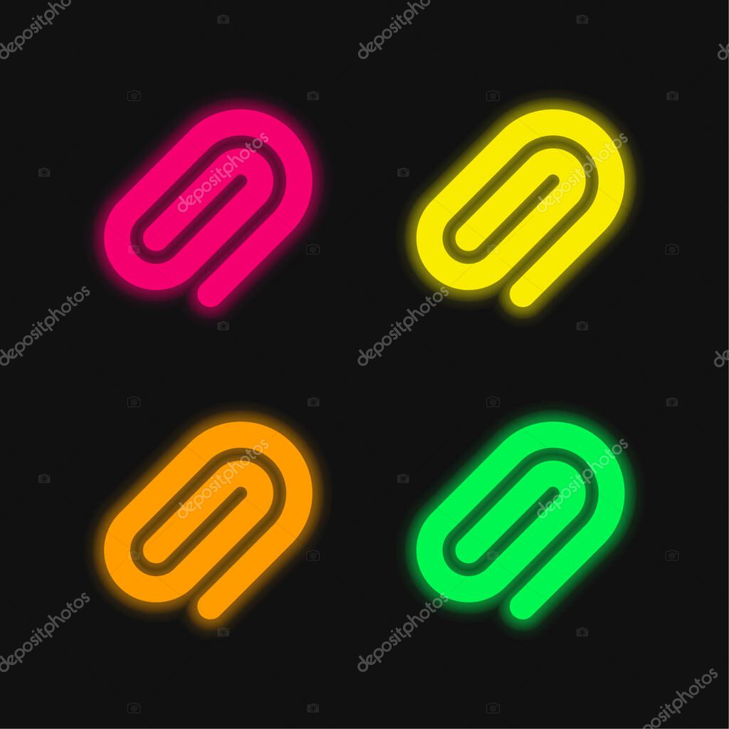 Attach four color glowing neon vector icon