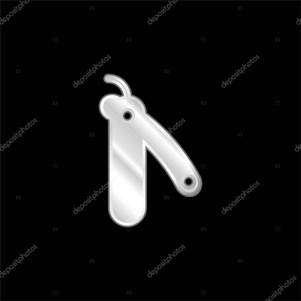 Barber Knife silver plated metallic icon