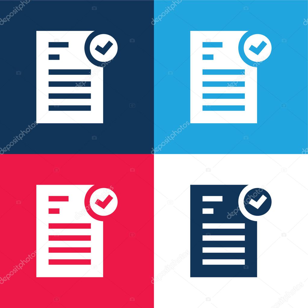 Approved blue and red four color minimal icon set
