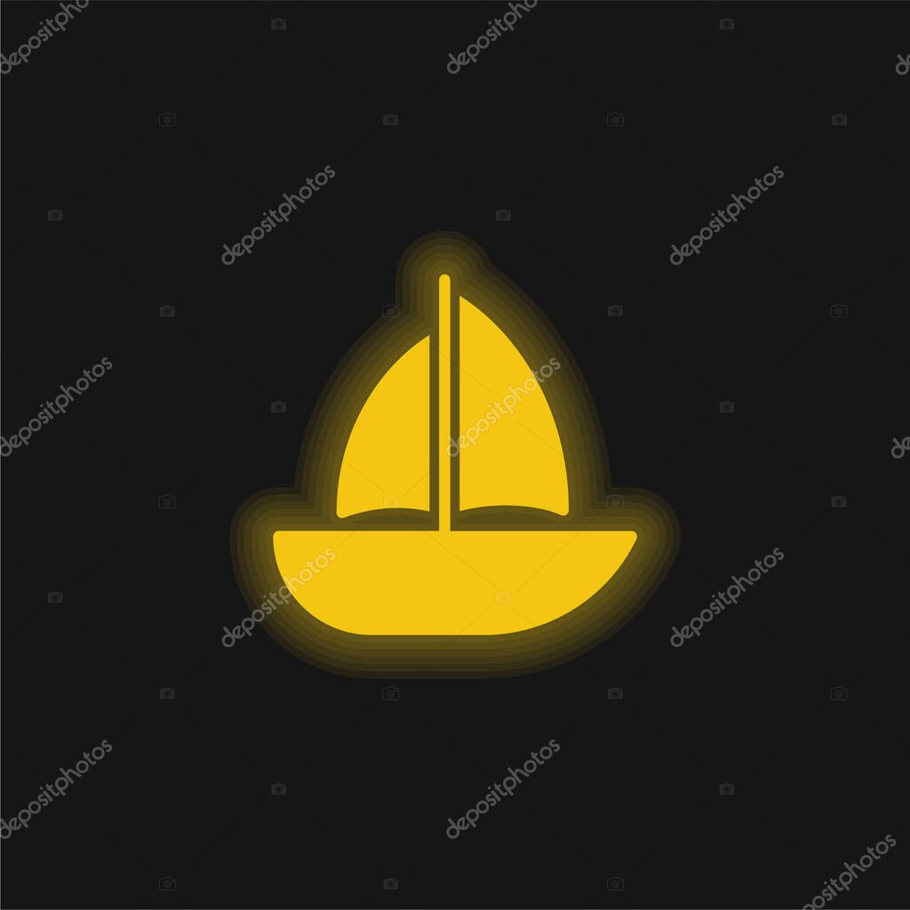 Barca giallo incandescente icona al neon