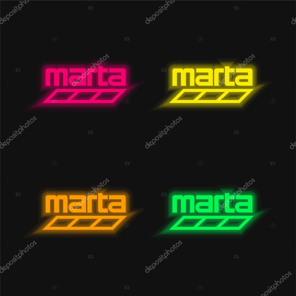 Atlanta Metro Logo four color glowing neon vector icon