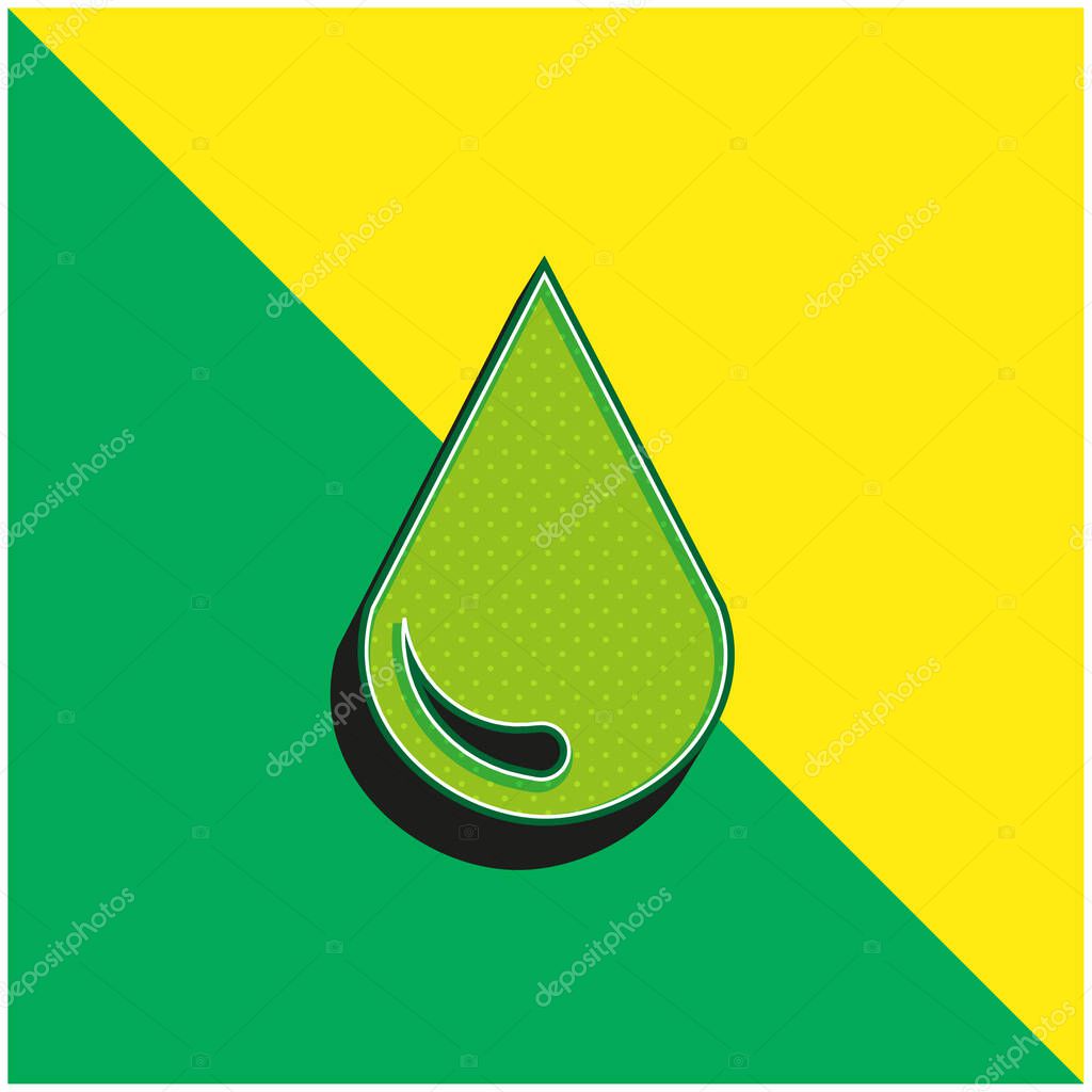 Big Blood Drop Green and yellow modern 3d vector icon logo