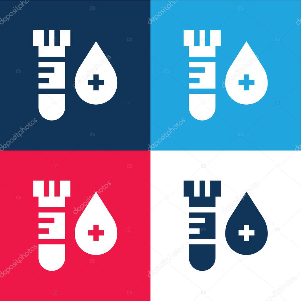 Blood Test blue and red four color minimal icon set