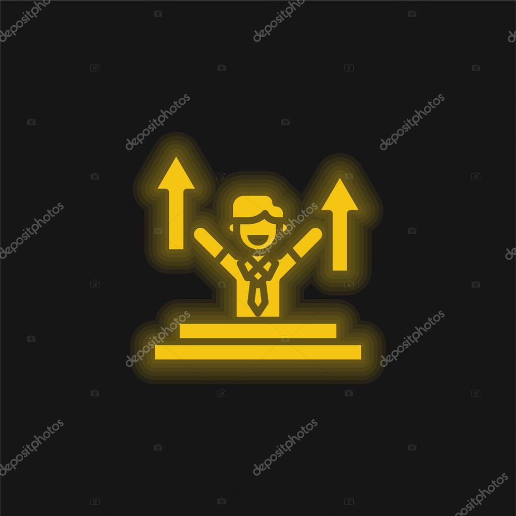 Advance yellow glowing neon icon
