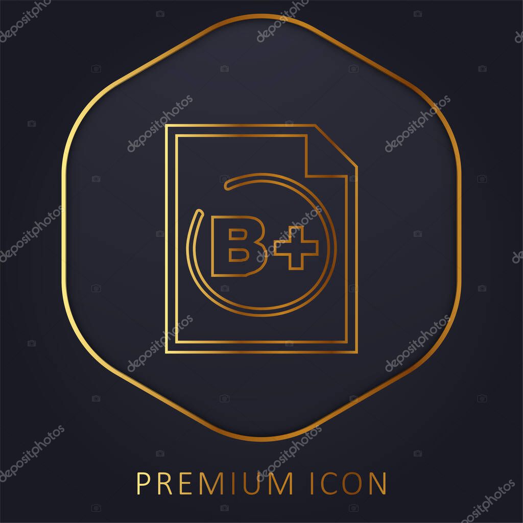 B Student Rating Symbol golden line premium logo or icon
