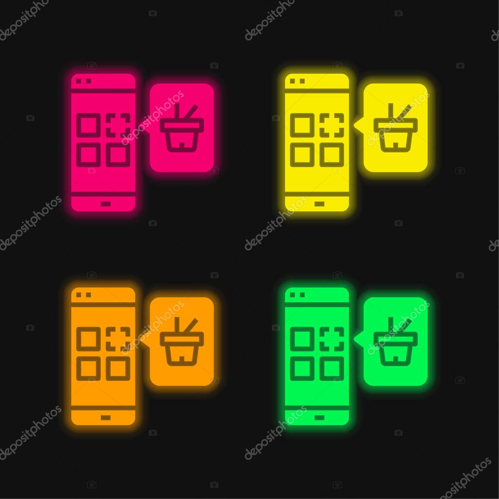 Application four color glowing neon vector icon