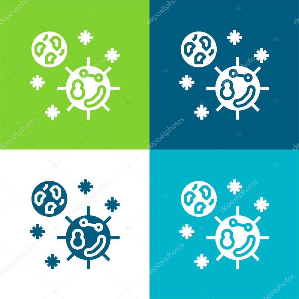 Bacteria Flat four color minimal icon set