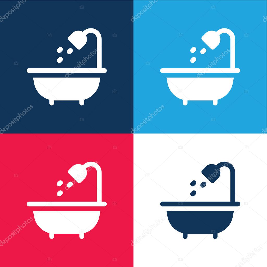 Bath blue and red four color minimal icon set