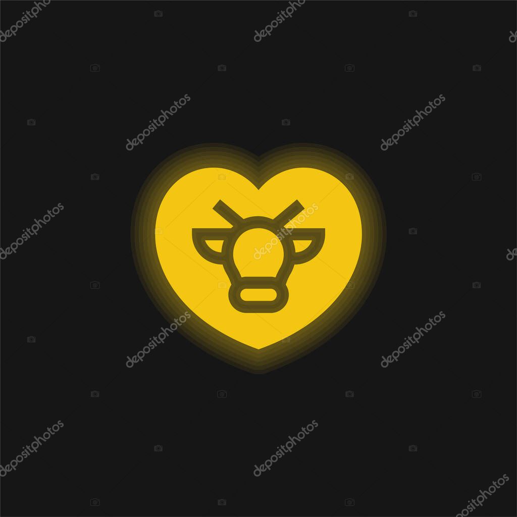 Animal Rights yellow glowing neon icon