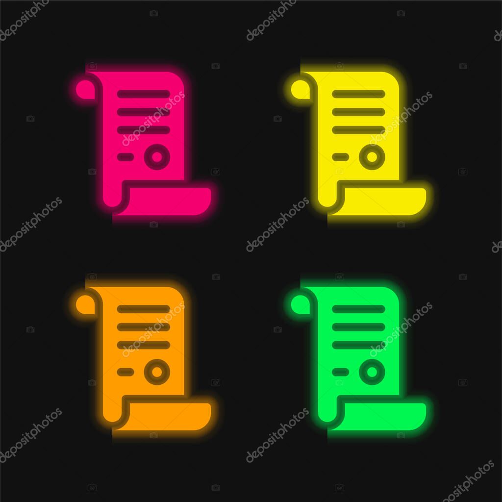 Act four color glowing neon vector icon