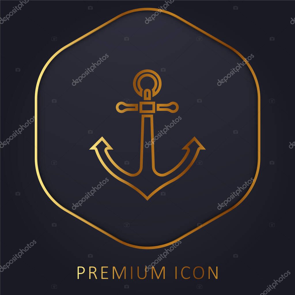 Anchor golden line premium logo or icon
