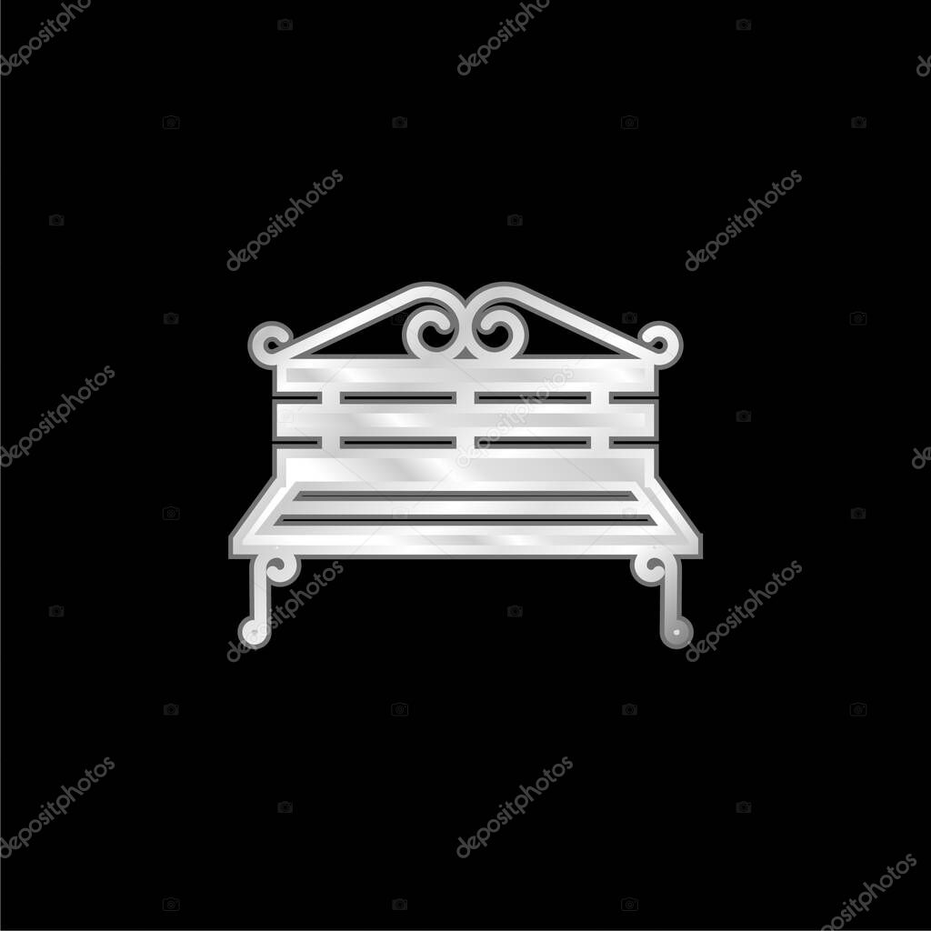 Bench silver plated metallic icon