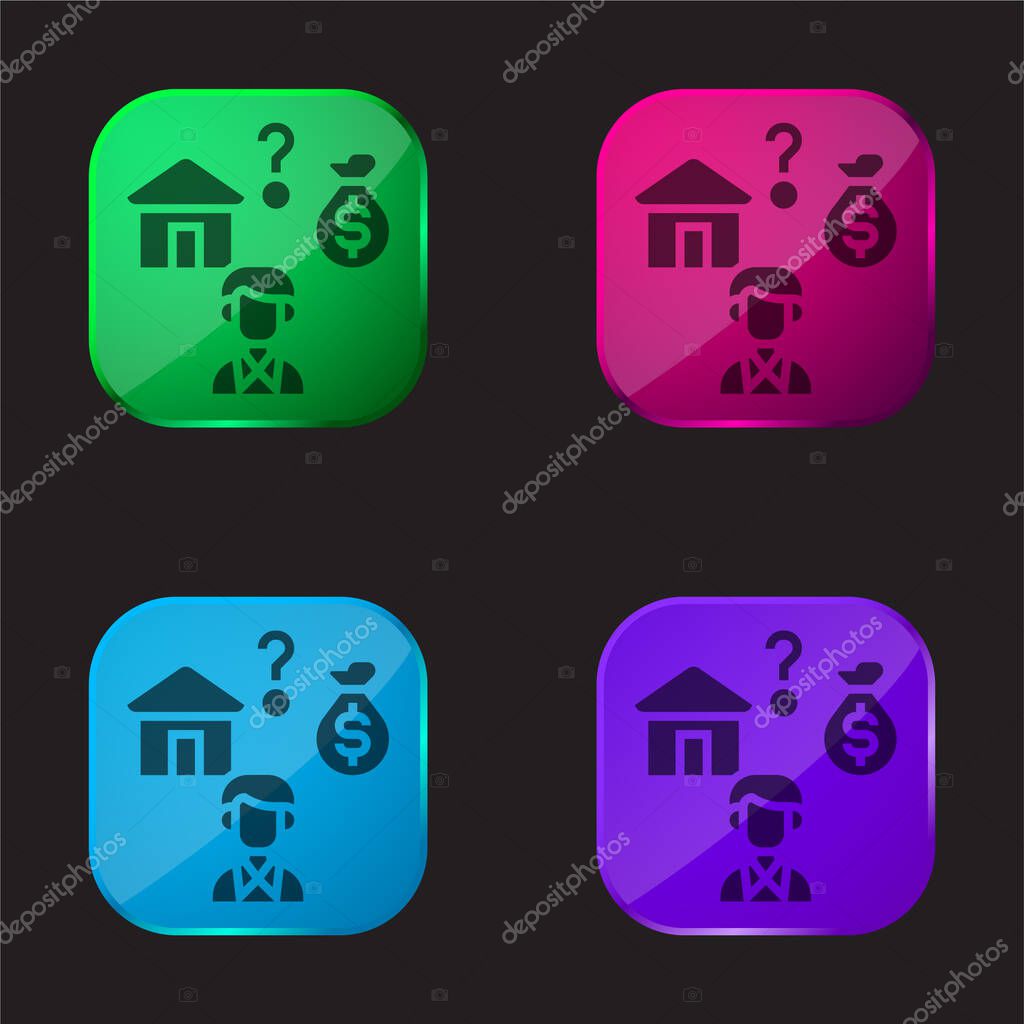 Affordable four color glass button icon