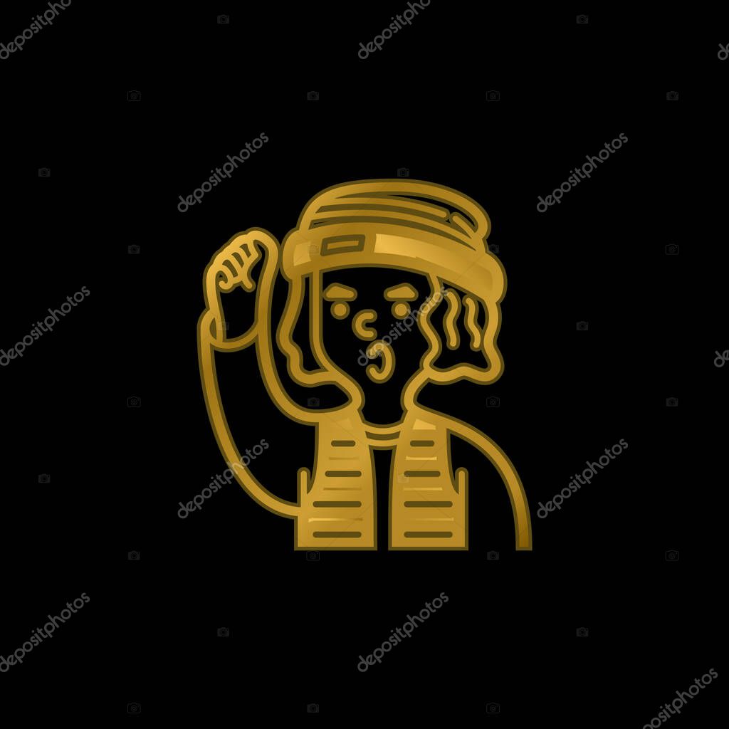 Boy gold plated metalic icon or logo vector