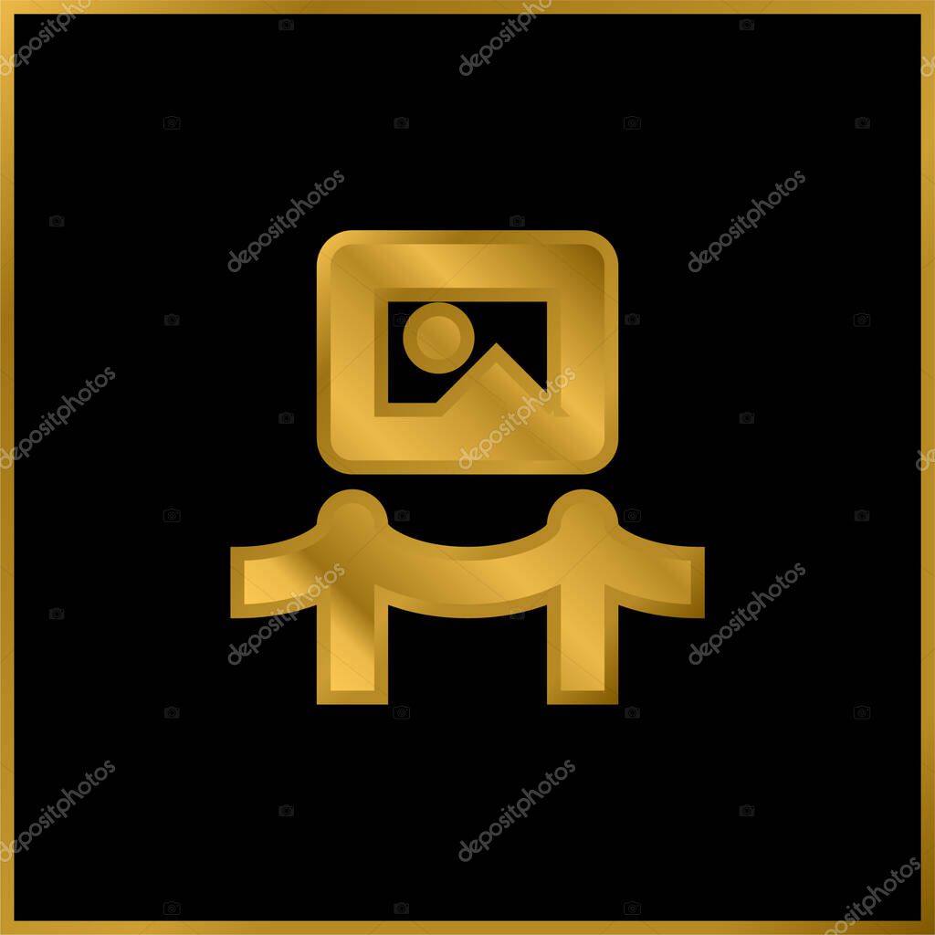 Art Museum gold plated metalic icon or logo vector