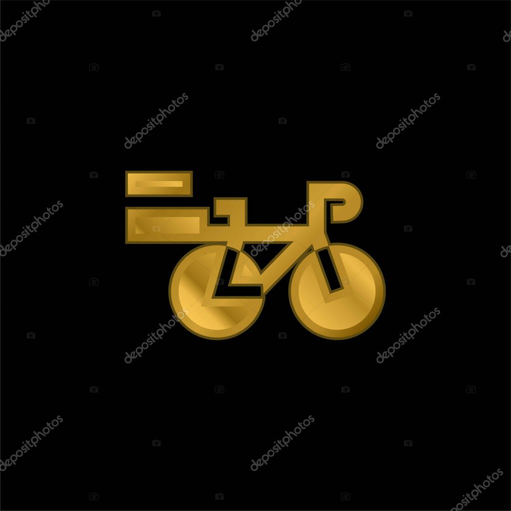 Bike gold plated metalic icon or logo vector
