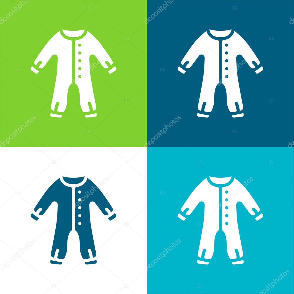 Baby Clothes Flat four color minimal icon set