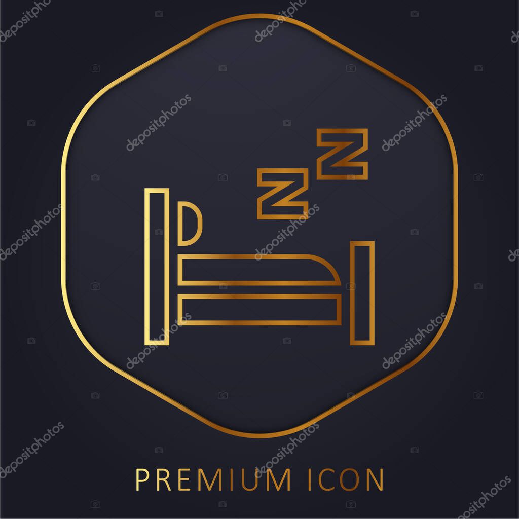 Bed golden line premium logo or icon