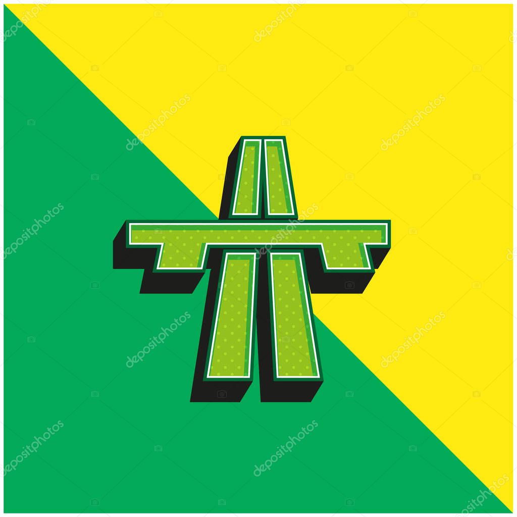 Bridge On Avenue Perspective Green and yellow modern 3d vector icon logo