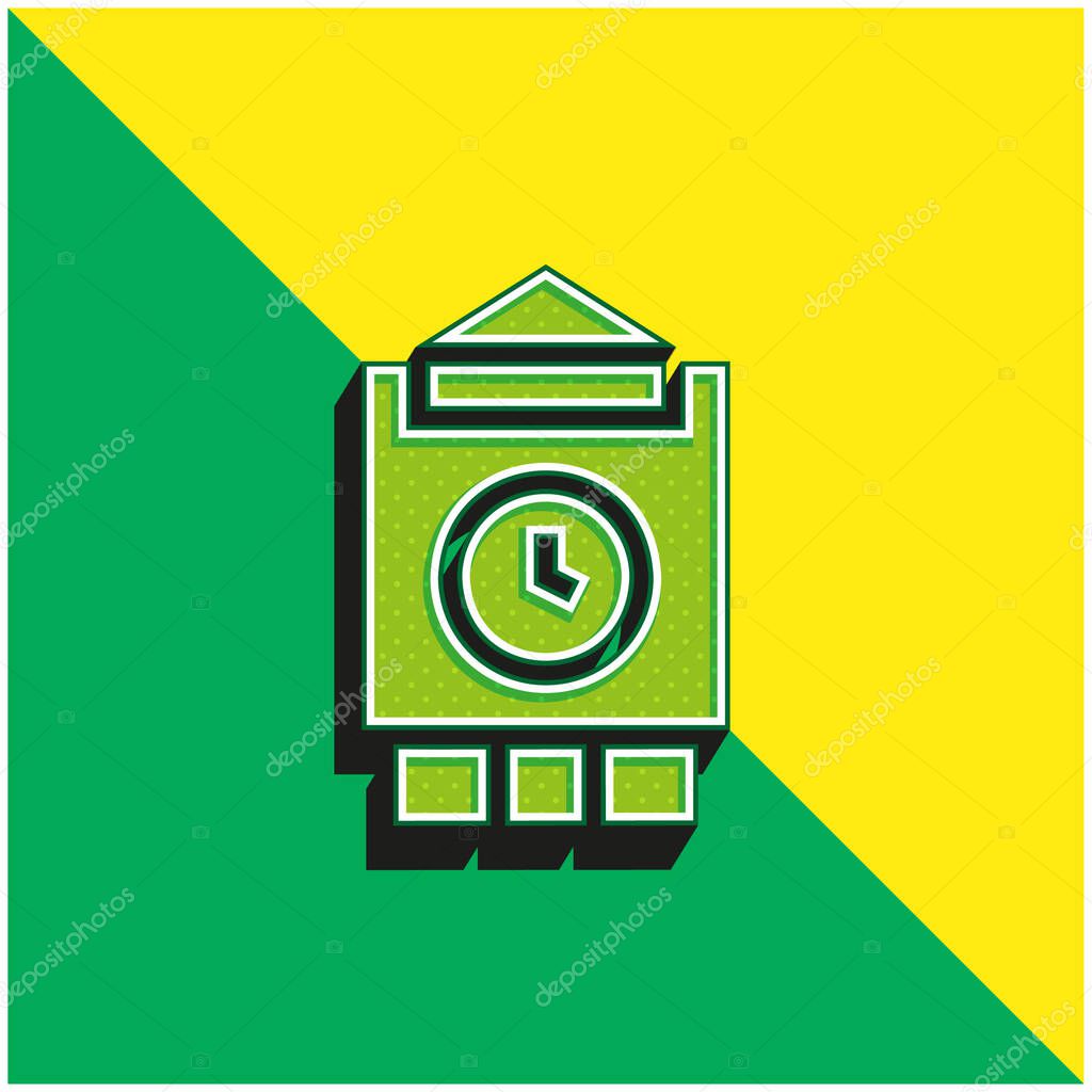 Big Ben Green and yellow modern 3d vector icon logo