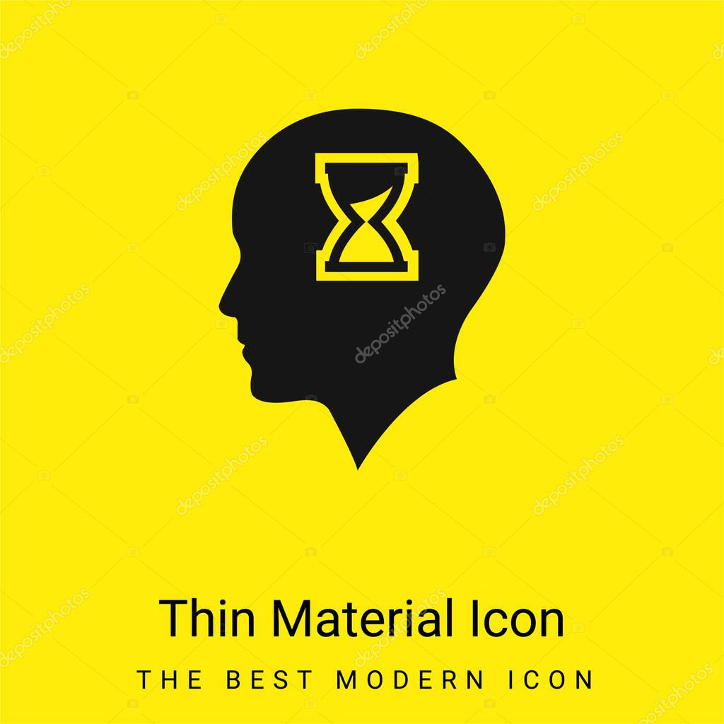 Bald Head With Hour Glass Inside minimal bright yellow material icon