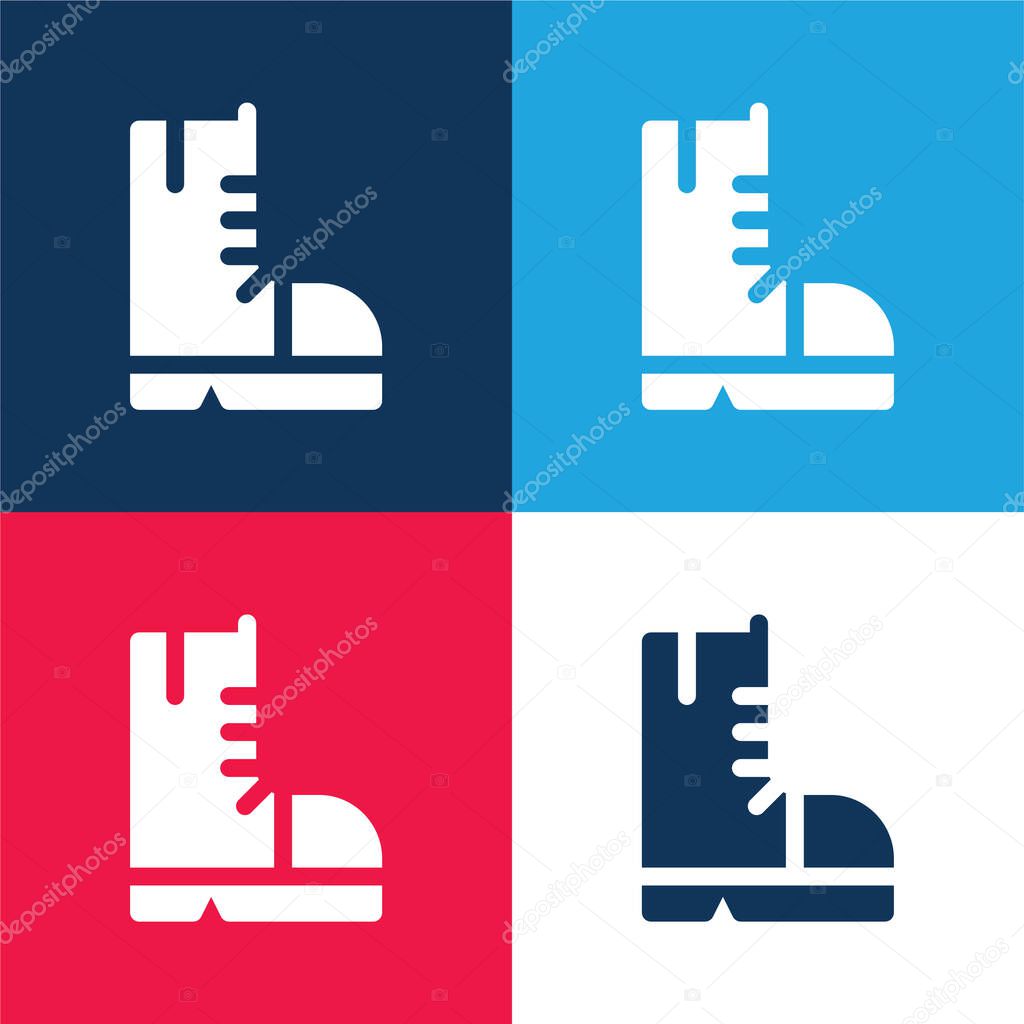 Boots blue and red four color minimal icon set