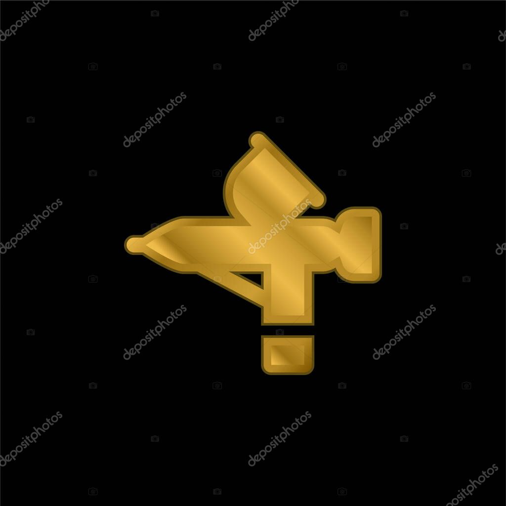 Airbrush gold plated metalic icon or logo vector