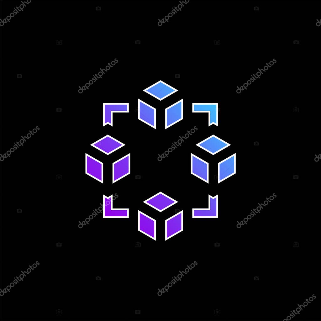 Blockchain blue gradient vector icon