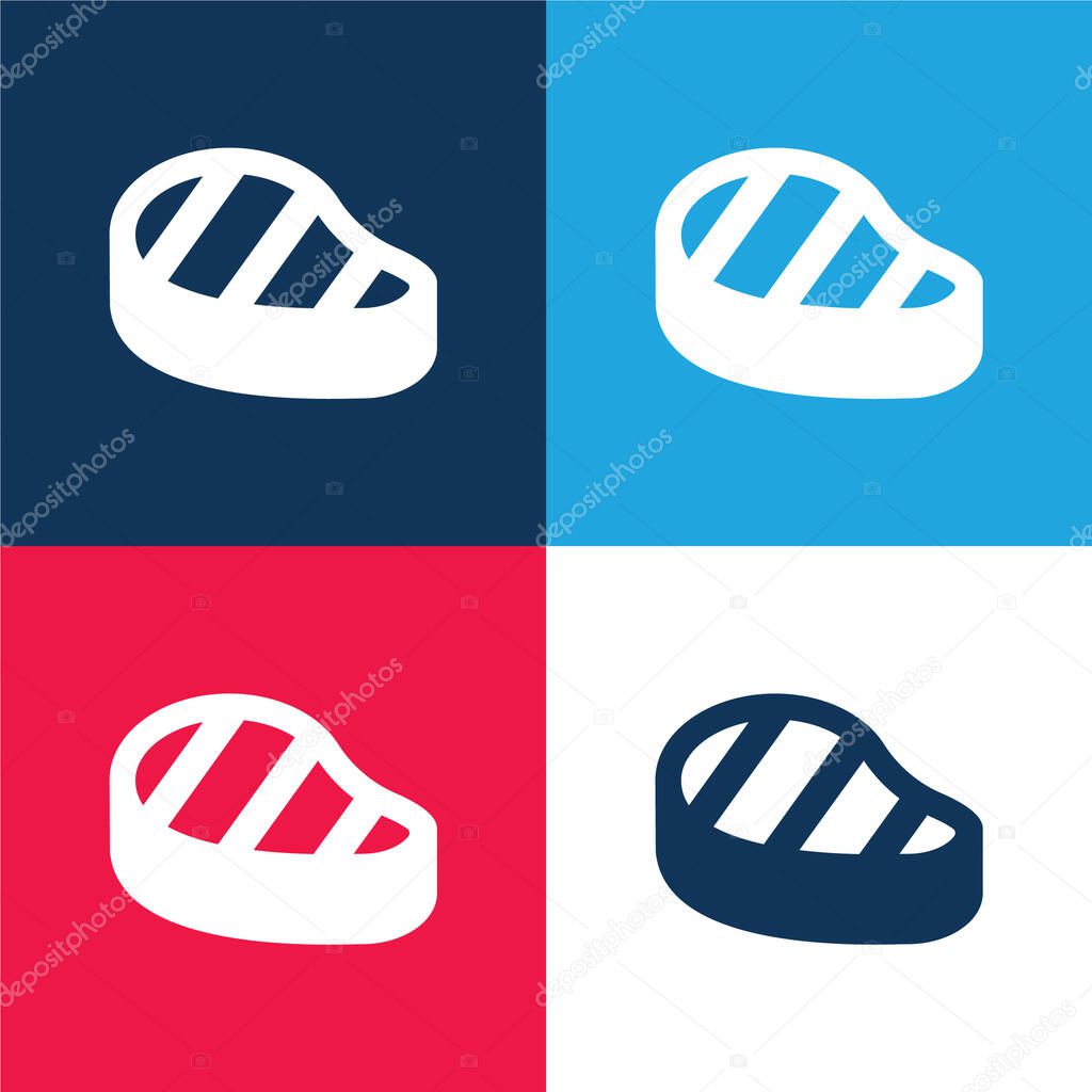 Beef Steak blue and red four color minimal icon set